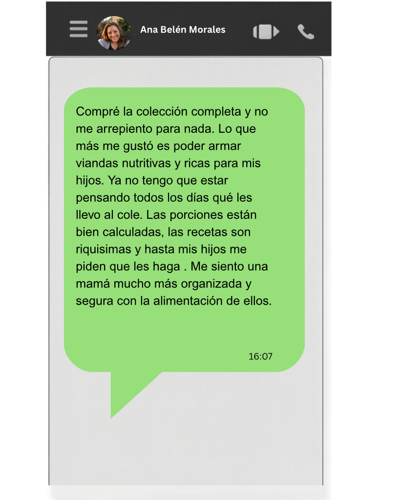 Testimonio de Ana Belén Morales: colección completa, viandas nutritivas y deliciosas